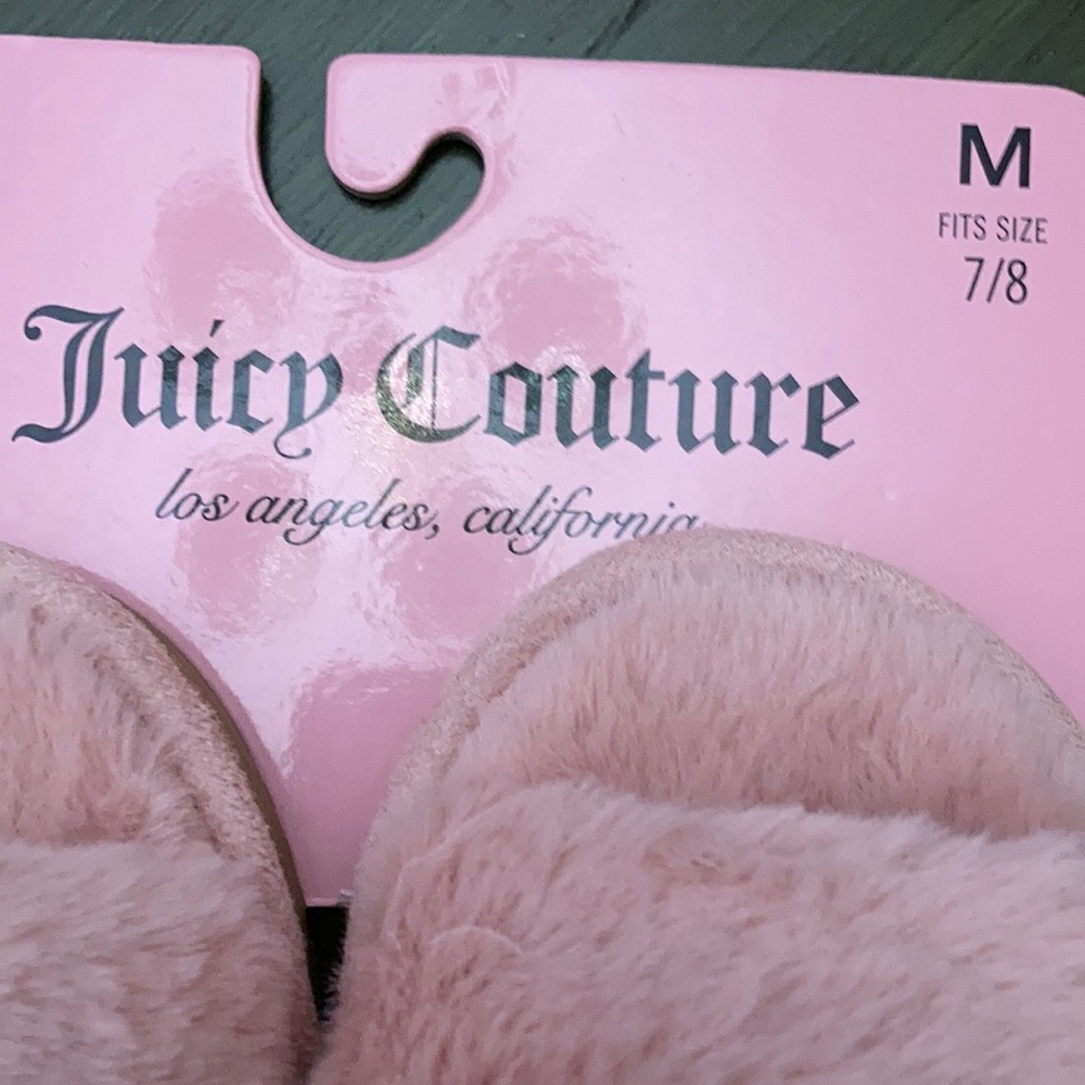 NWT Juicy Couture Pink Cozy House Shoe Slip-on Slippers Size 7/8 - Picture 4 of 6